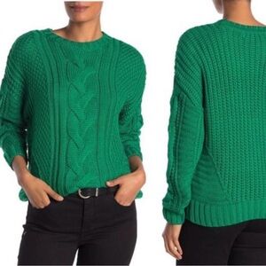 OneA Green Chunky Cable Knit Sweater